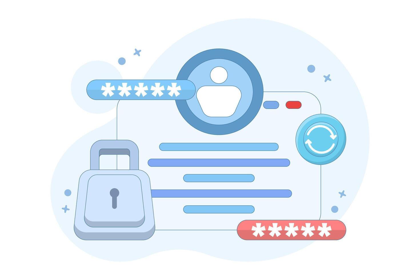 concept of changing password. system codes and keys. updating or changing account security and protection systems. changing passwords on devices. flat design illustration. vector