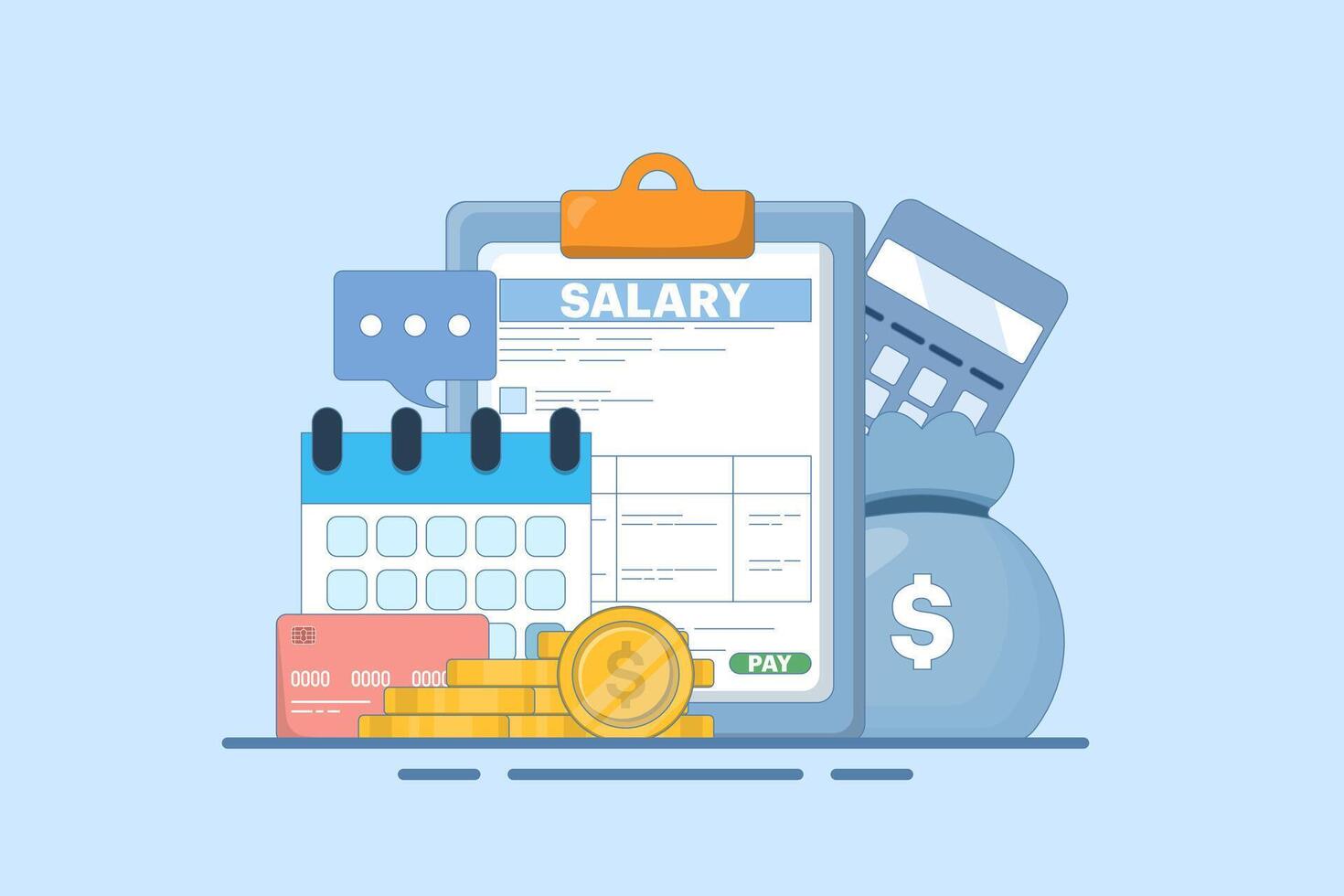 Payroll Concept, payroll administration, accountant calculating salary, Expenses, salary calculation for employee or worker. web landing page template, banner, flyer. Flat illustration on background. vector