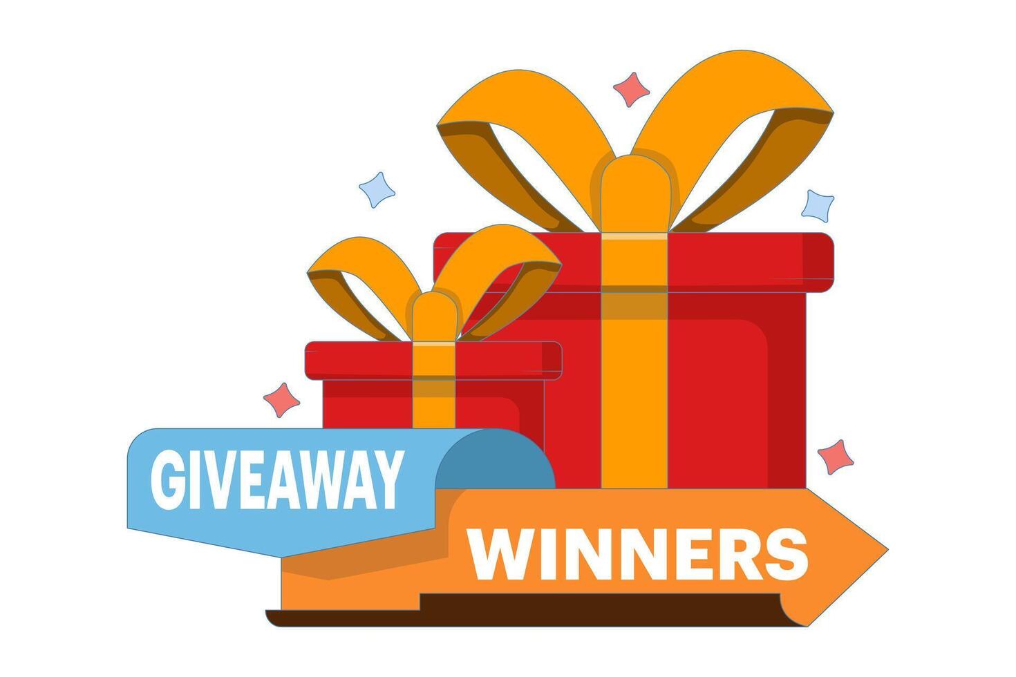 Social media post concept, surprise package, customer gift. gift box for gift giving advertisement, like or repost icon. flat style illustration on background. vector