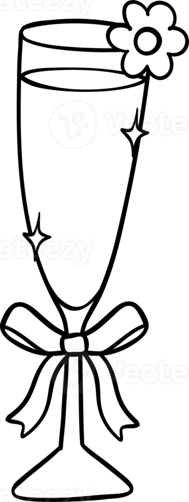 Retro Coquette Champagne Glass Doodle Coloring Image png