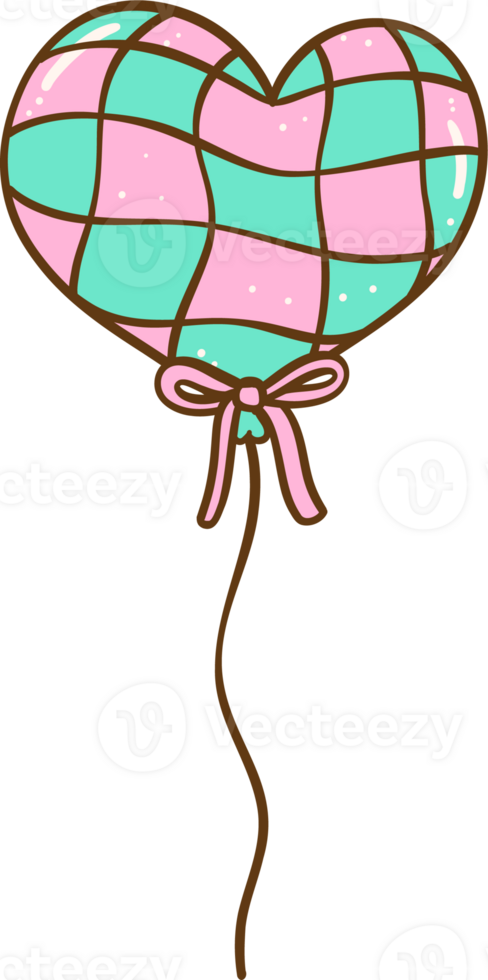 Groovy Heart Disco Balloon Doodle Hand Drawn png