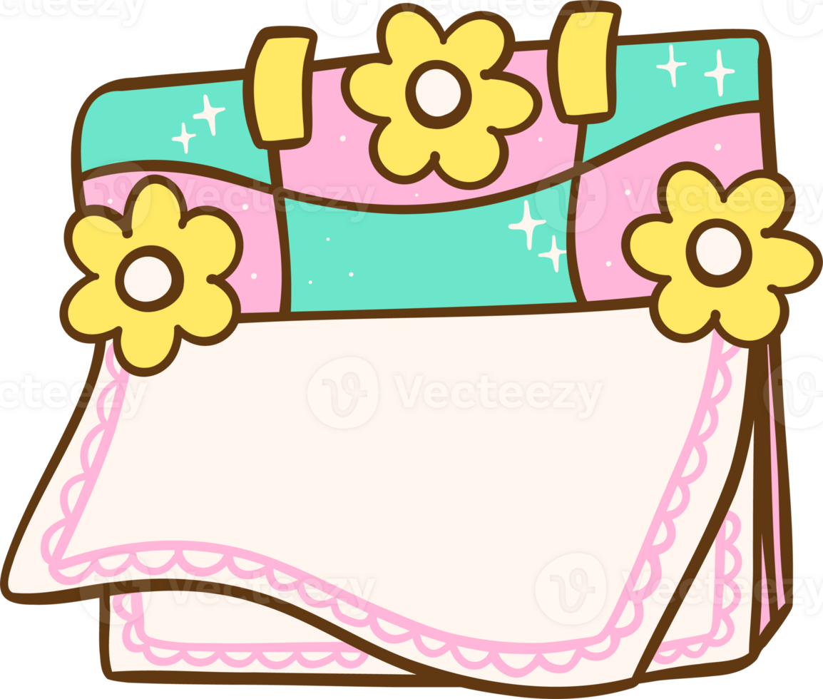 Groovy Retro Calendar Doodle Hand Drawn png