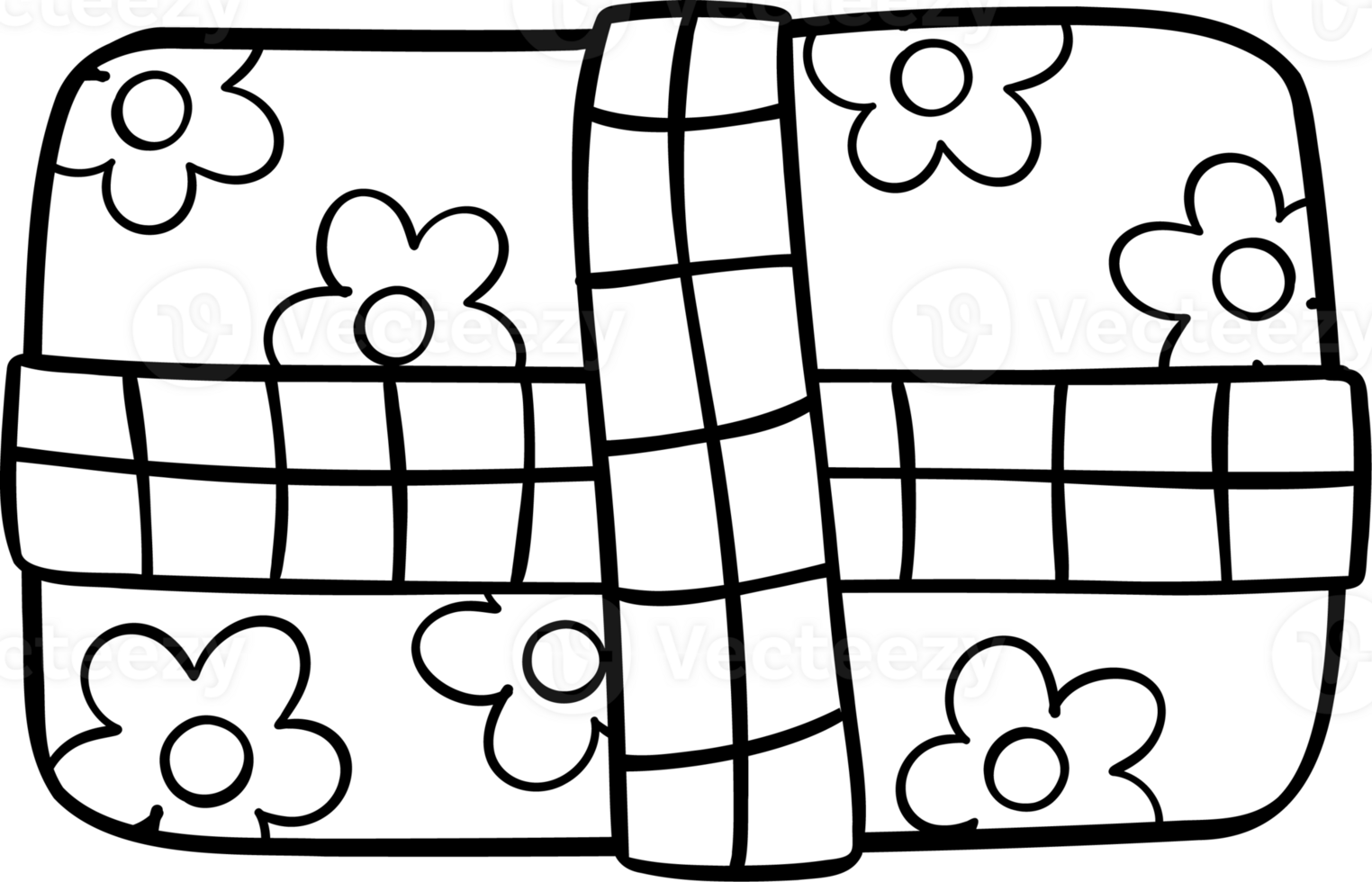 Groovy Retro Present Gift Doodle Hand Drawn Coloring Image png