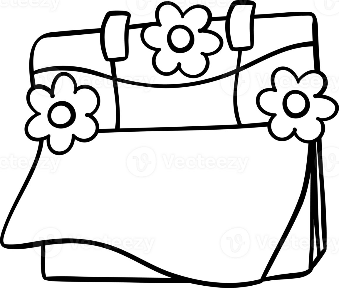 Groovy Retro Calendar Doodle Coloring Image png