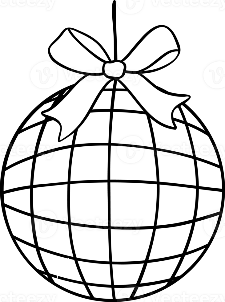 Coquete Disco Ball with Bow Doodle Coloring Image png