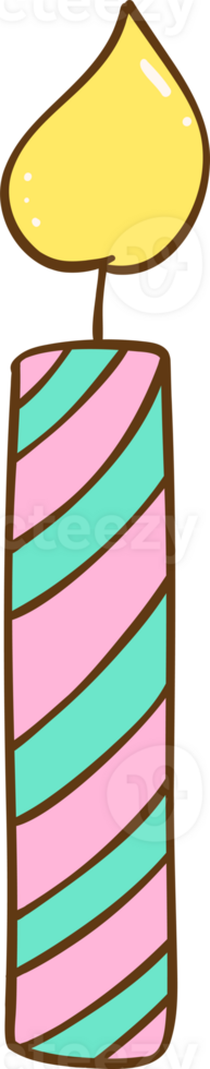 Retro Birthday Candle Doodle Hand Drawn png