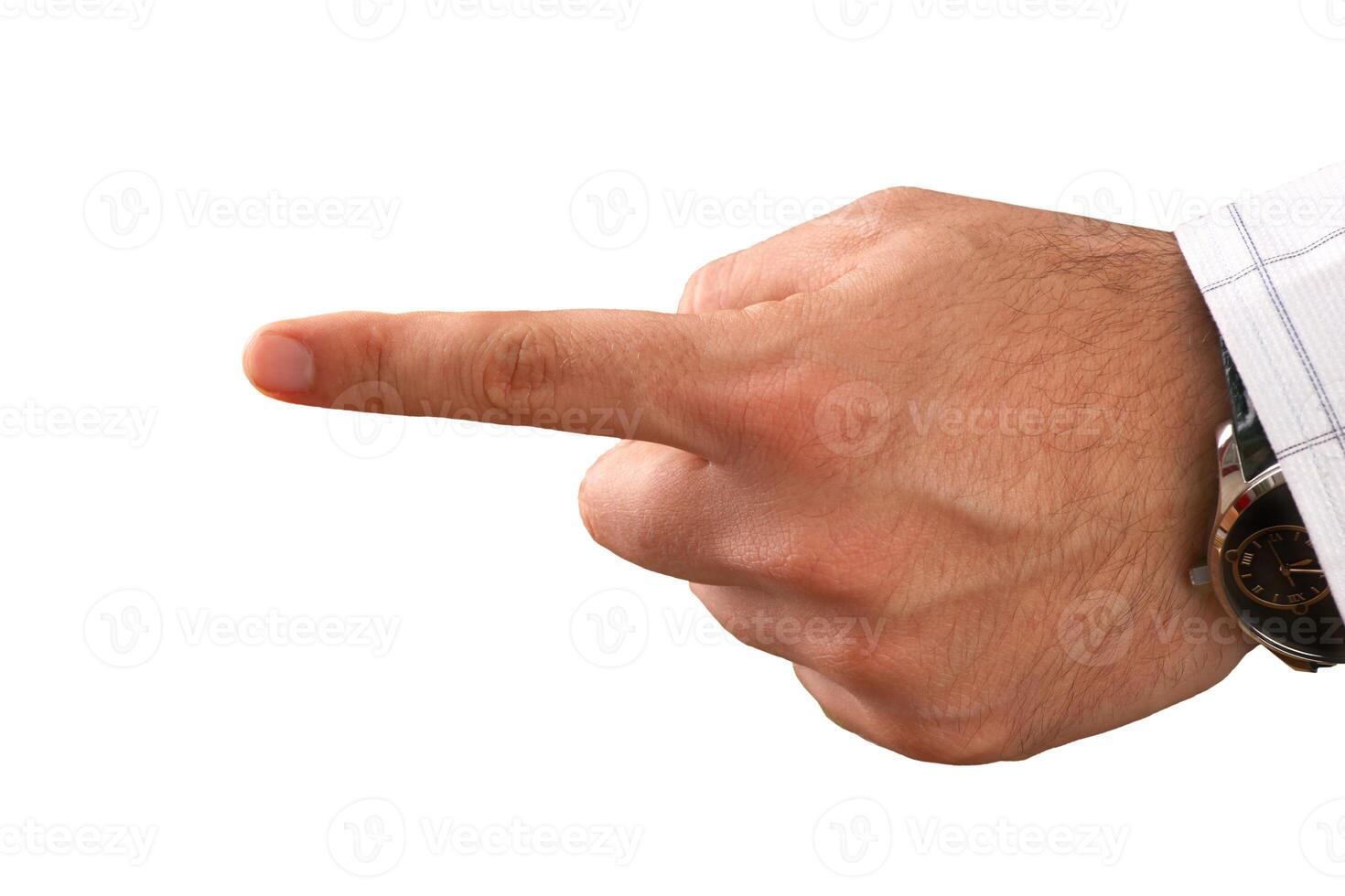 A hand pointing at something photo