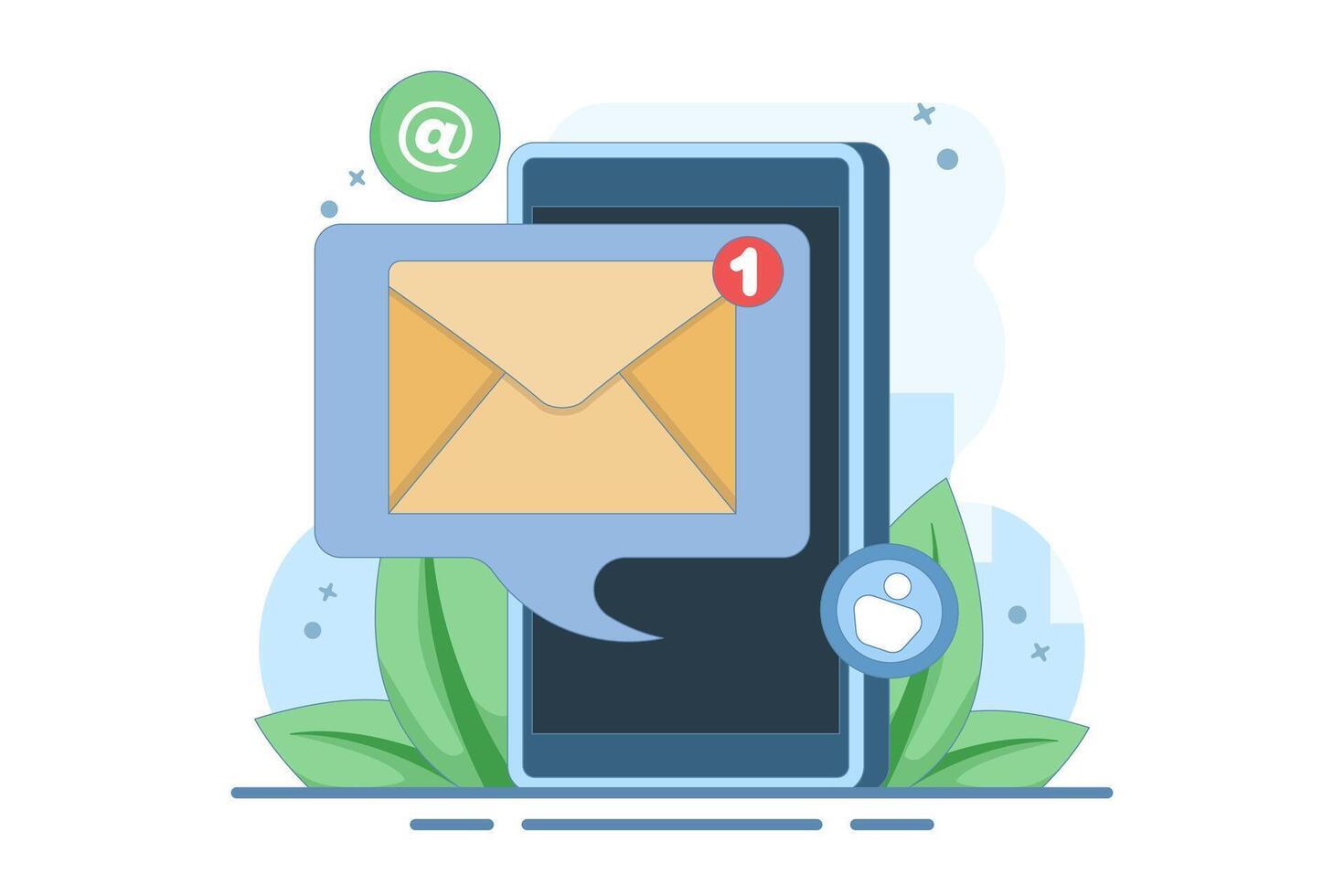 New email message notification concept on screen, Email marketing flat illustration, Online business strategy, Advertising, Email newsletter, messaging, marketing materials. vector