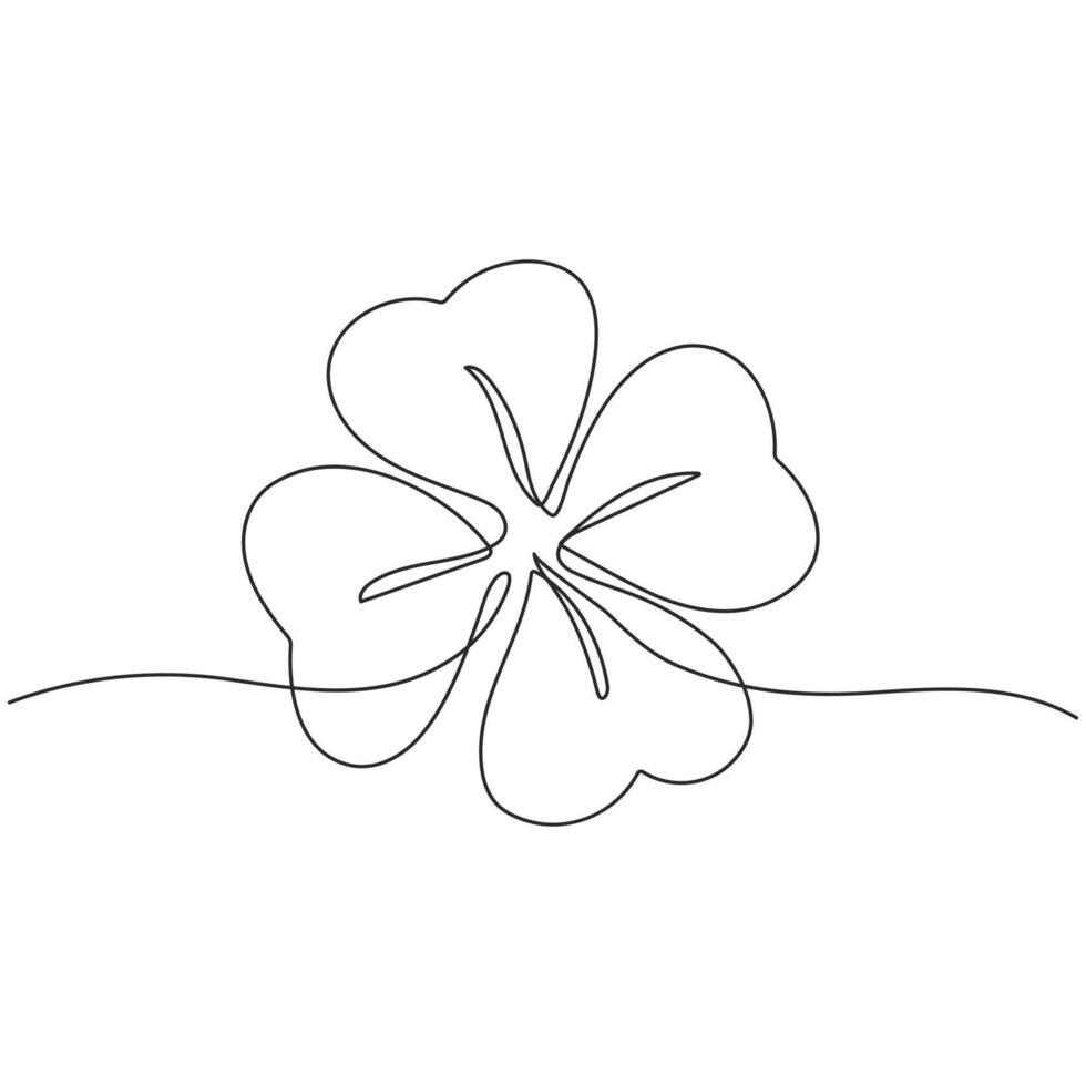Continuous one line drawing of clover leaf. St. Patrick's Day simbol. Holiday Illustration vector