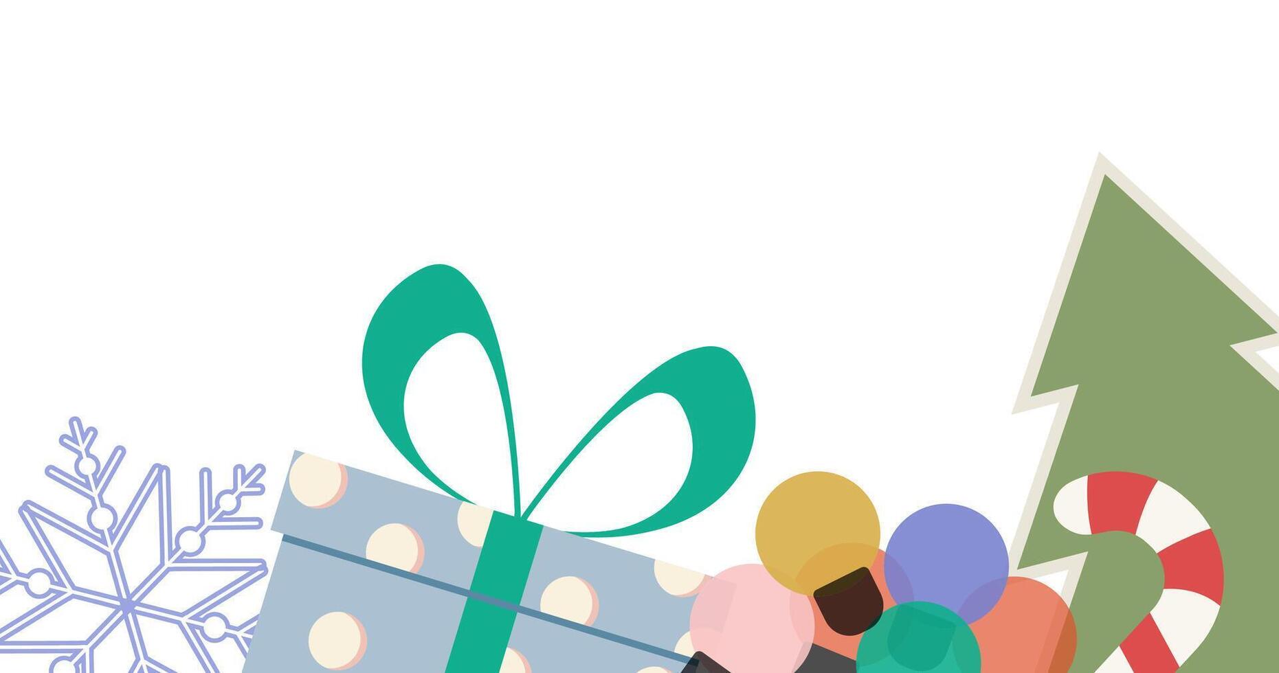 Merry Christmas and Happy New Year Template with Empty Space. Horizontal Background for Winter Holiday design. vector