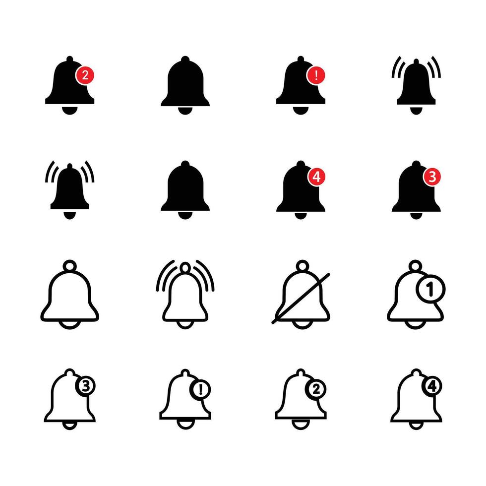 Notification bell icon set. Silhouette bell icon alert. Suitable for design element of account information app reminder. logo icon design vector