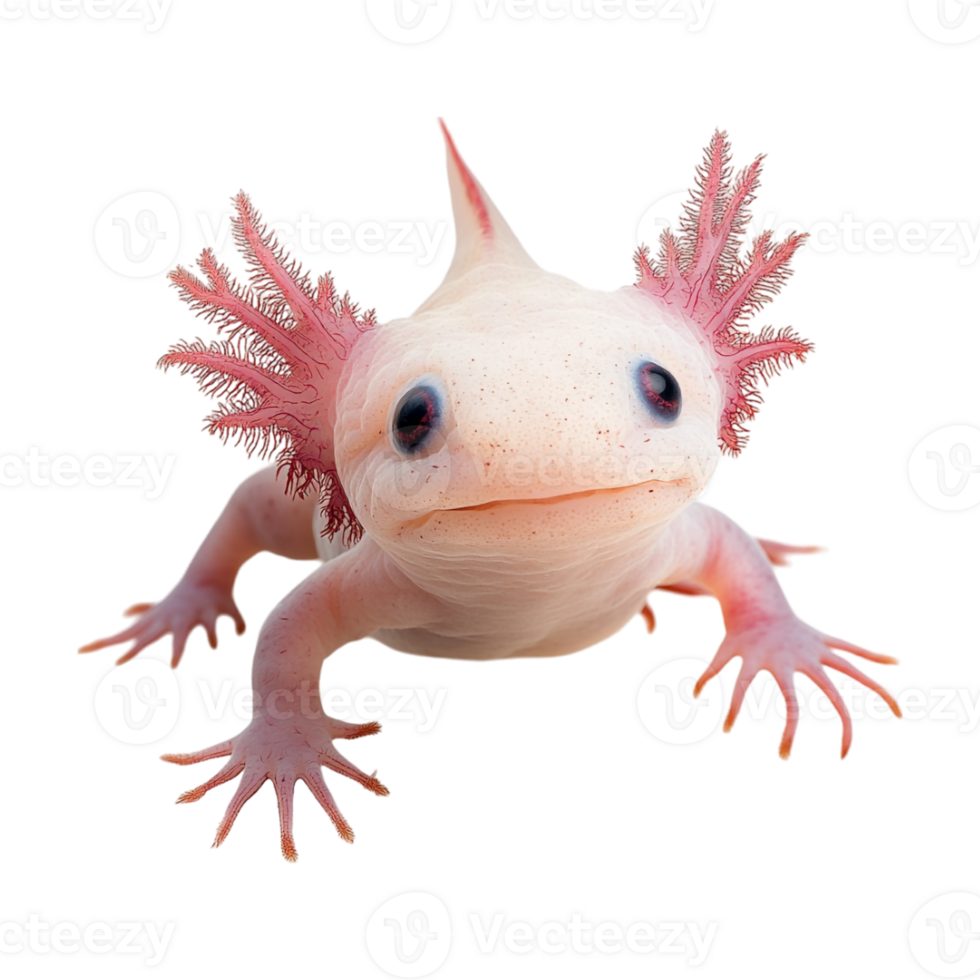 An axolotl is standing on its hind legs png