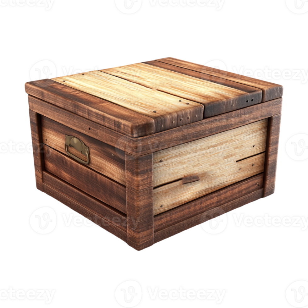 A wooden box with a lid on it png