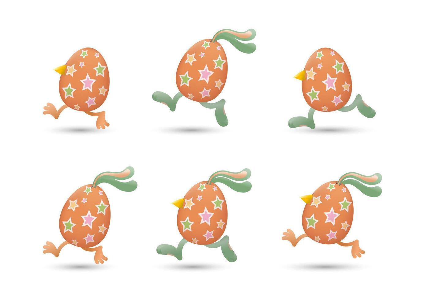 Star easter eggs run set vector