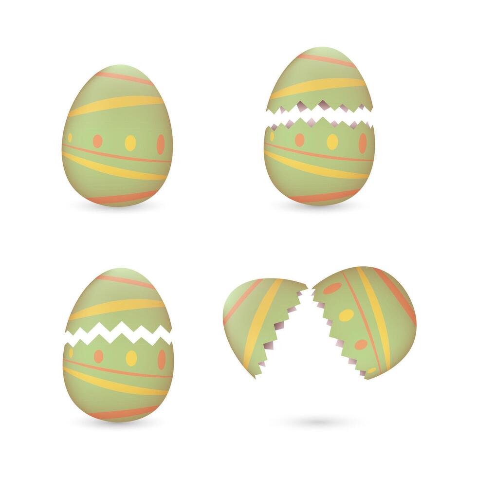 Cracked easter eggs with lines set vector