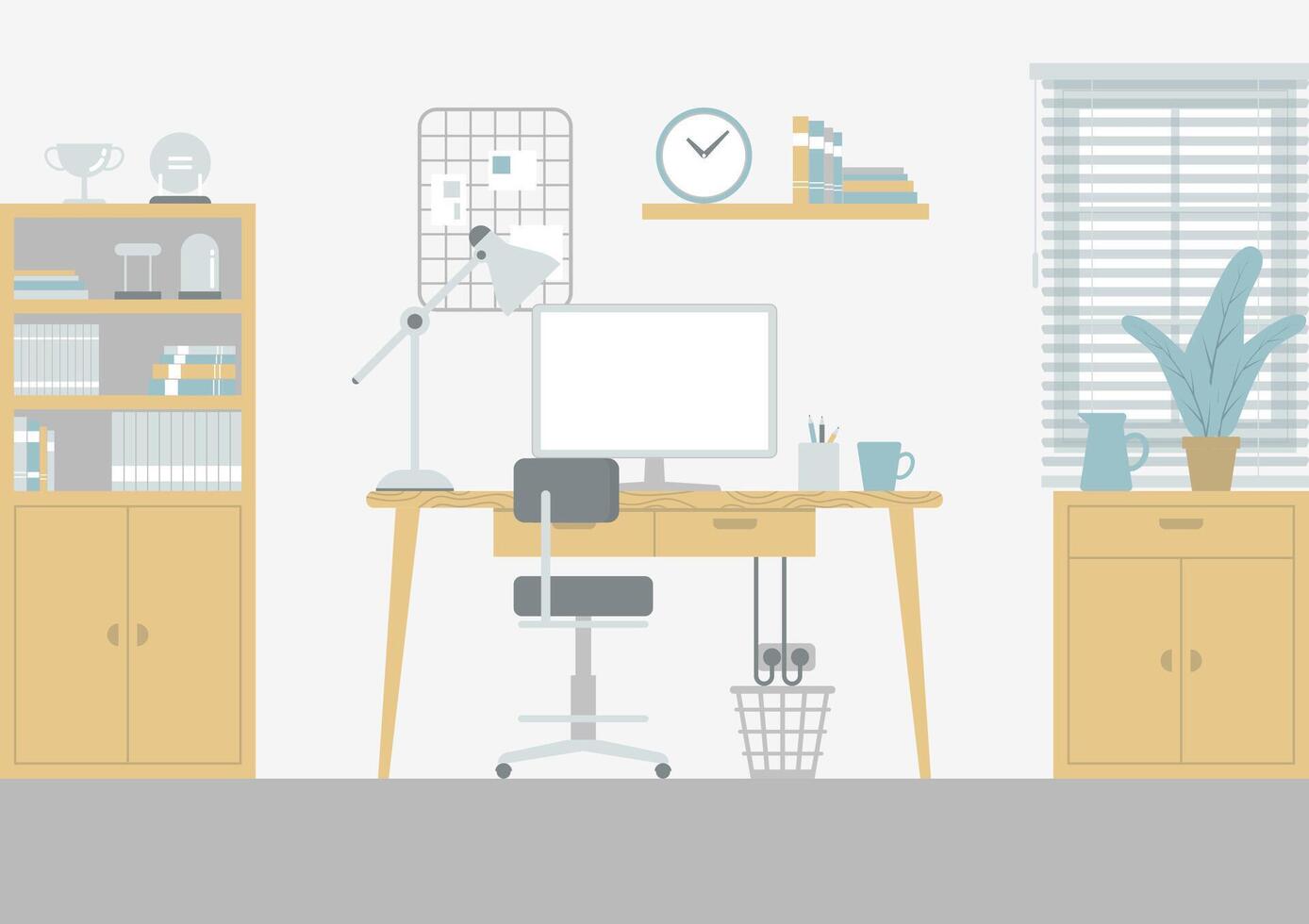 Home workspace interior in the daytime vector