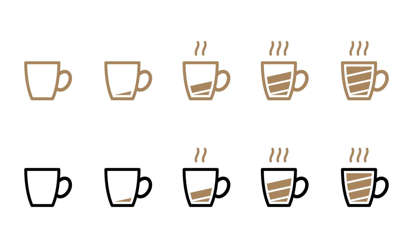 Coffee cup battery icon set vector