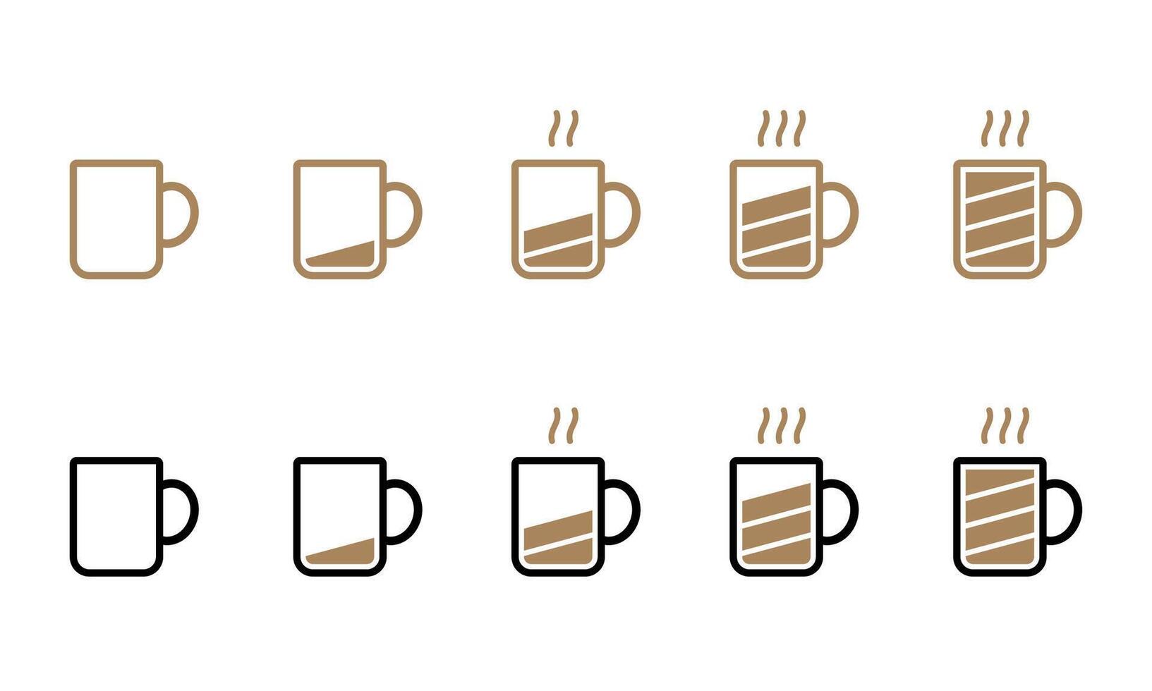 Coffee mug battery icon set vector