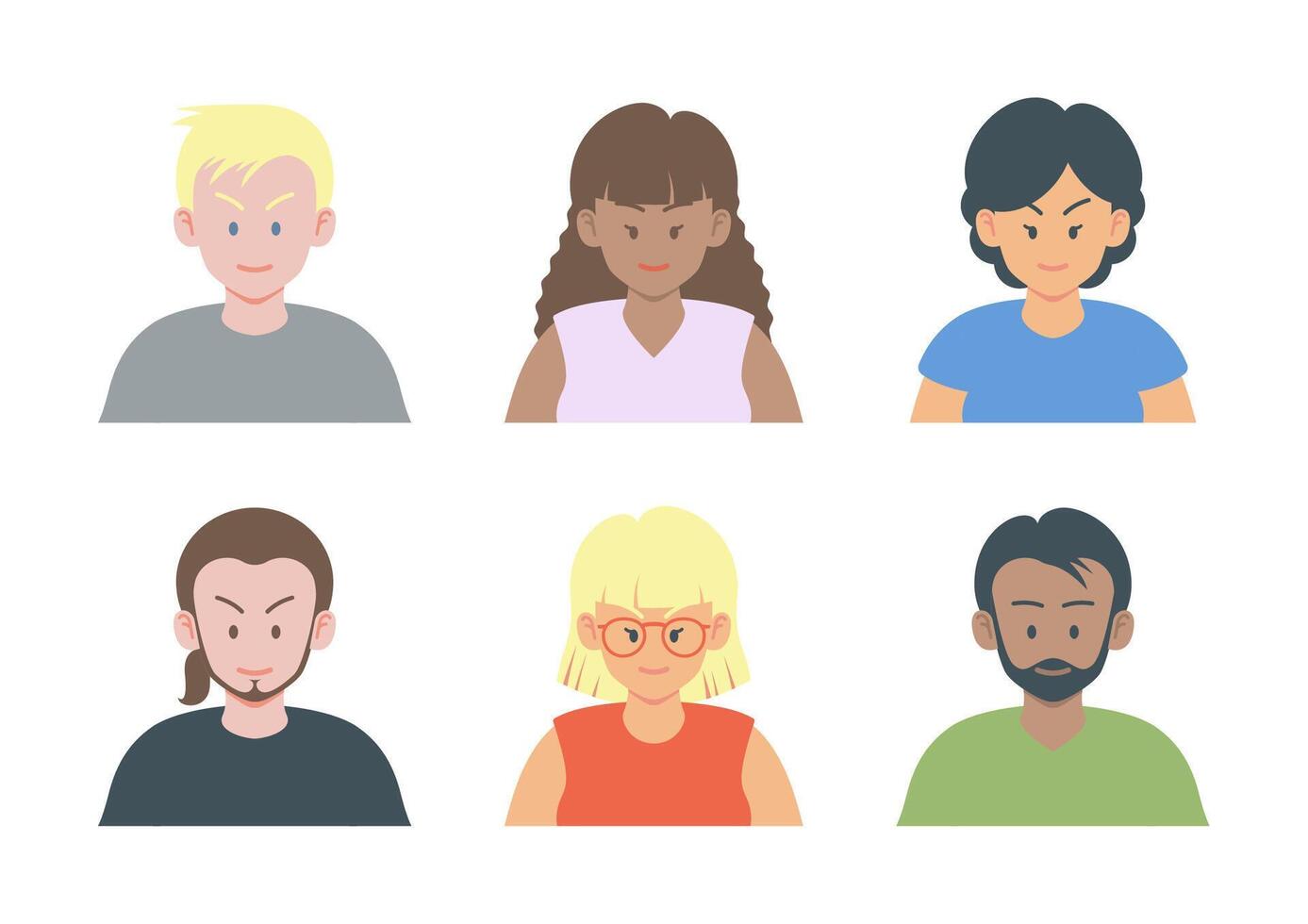Diverse women and men avatars set 2 vector