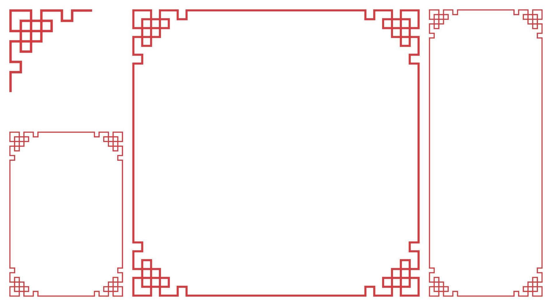 Chinese geometric square frame and border set vector