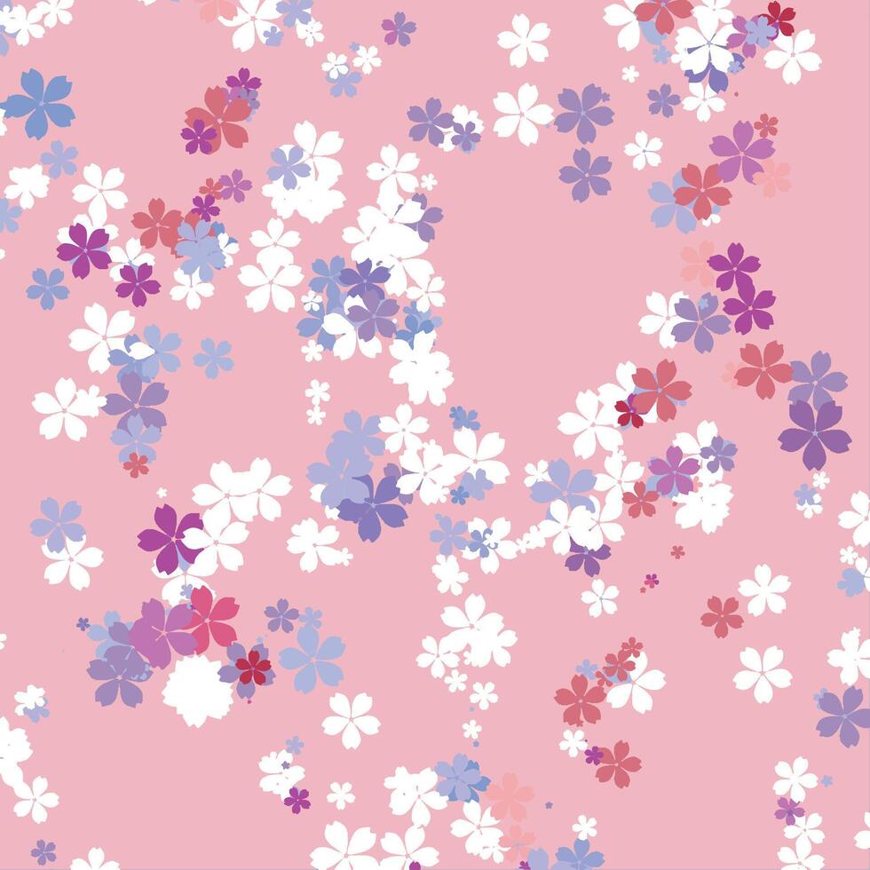 Cute Floral Pattern with Simple Small Flowers for Greeting Card or Poster vector