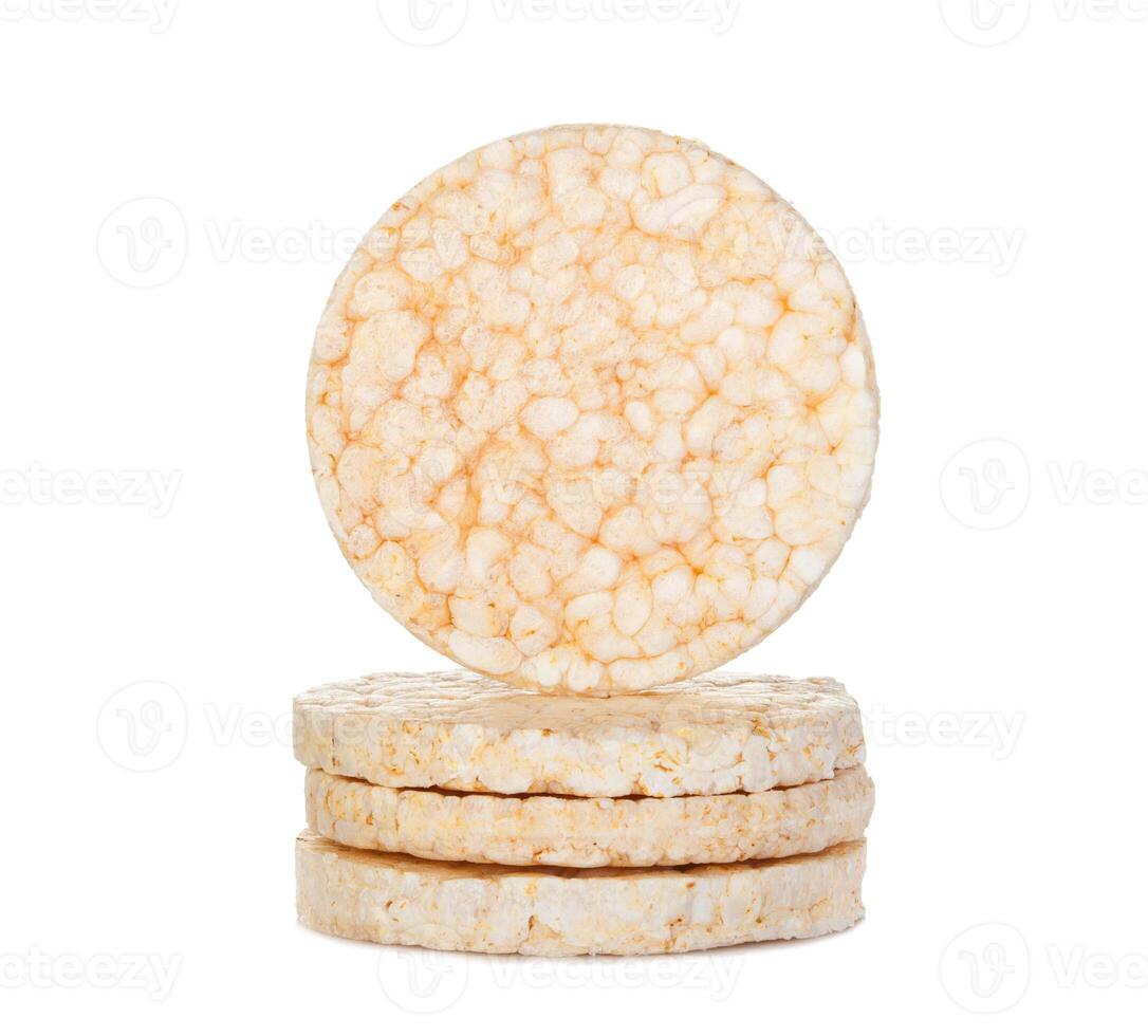 A stack of white rice cakes on a white background photo