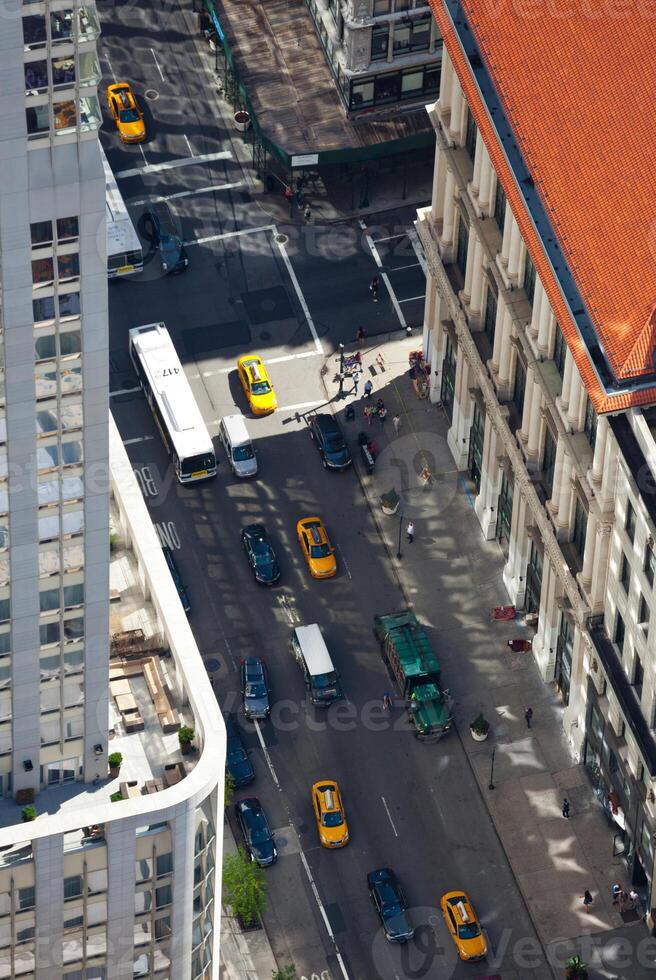 Aerial view of Manhattan streets photo