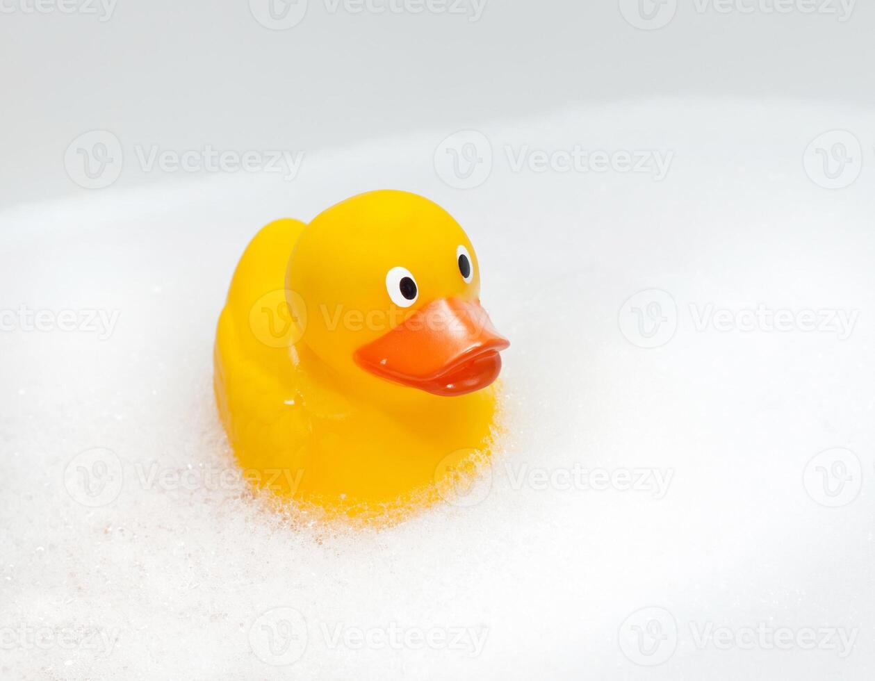 Rubber duck in foam bath photo