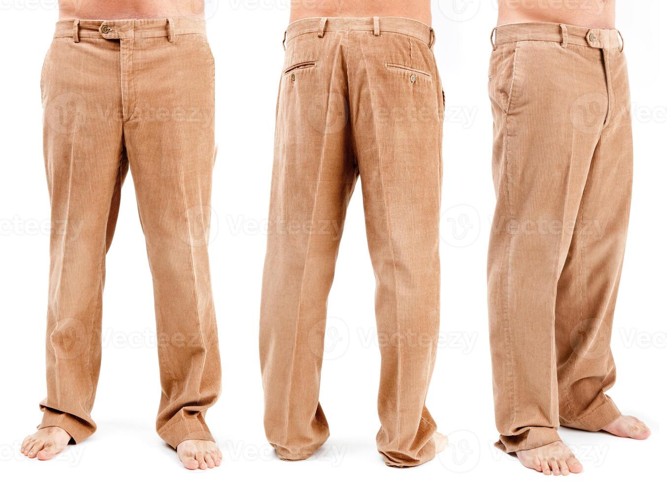 Four different images of a man wearing tan pants photo