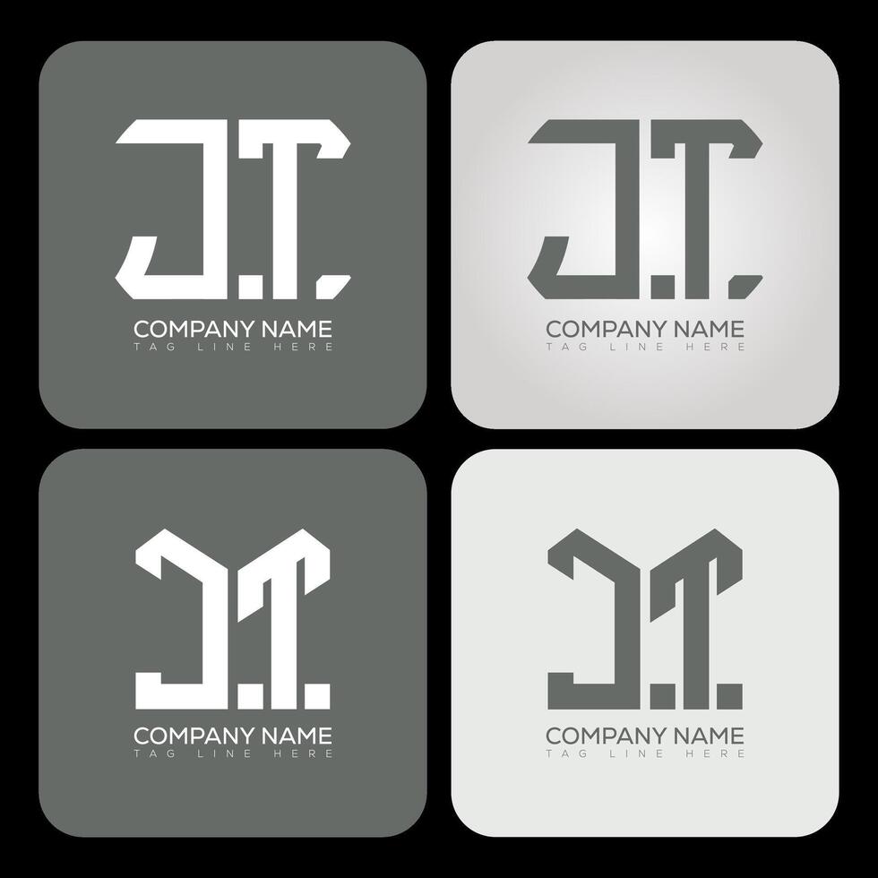 JT polygon, hexagon, flat and simple letter logo set in one artboard. JT minimalist and classic logo. vector