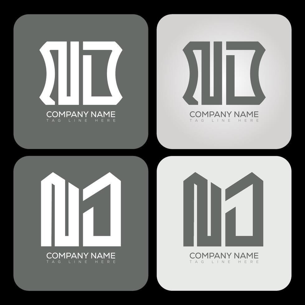 ND polygon, hexagon, flat and simple letter logo set in one artboard. ND minimalist and classic logo. vector