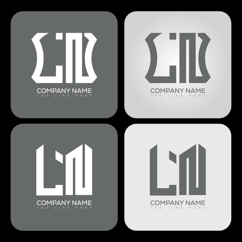 LN polygon, hexagon, flat and simple letter logo set in one artboard. LN minimalist and classic logo. vector