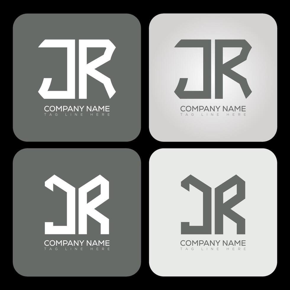 JR polygon, hexagon, flat and simple letter logo set in one artboard. JR minimalist and classic logo. vector