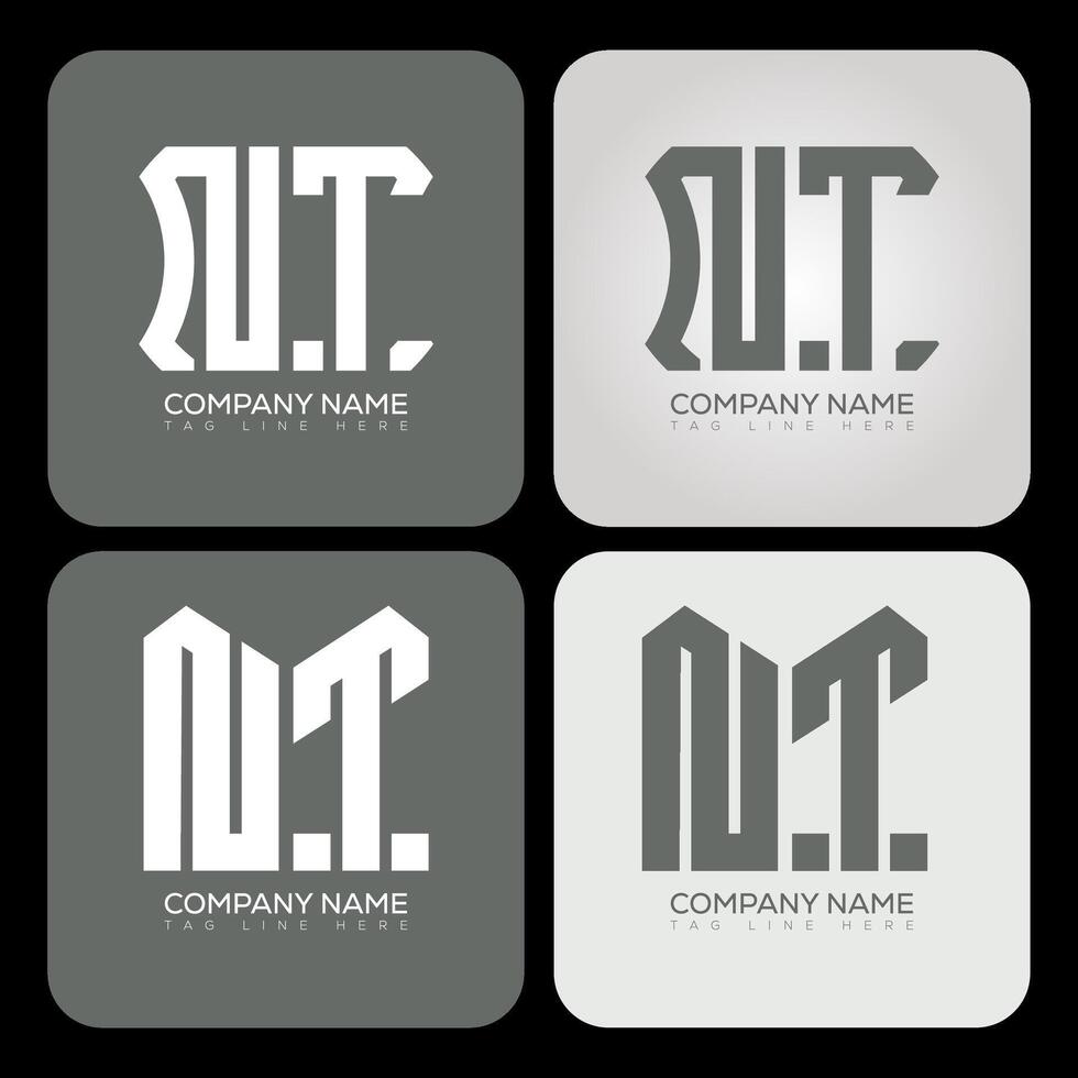 NT polygon, hexagon, flat and simple letter logo set in one artboard. NT minimalist and classic logo. vector