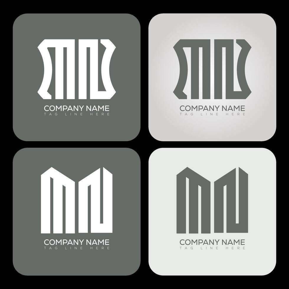MN polygon, hexagon, flat and simple letter logo set in one artboard. MN minimalist and classic logo. vector