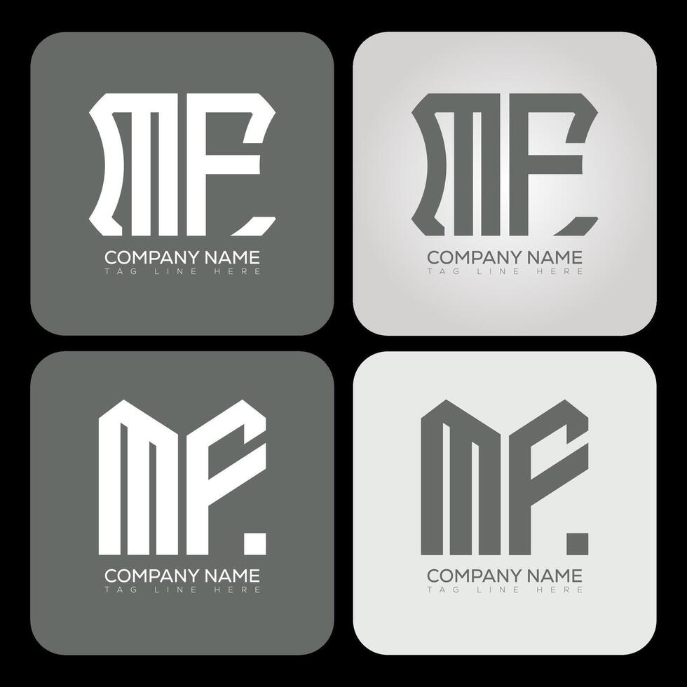 MF polygon, hexagon, flat and simple letter logo set in one artboard. MF minimalist and classic logo. vector
