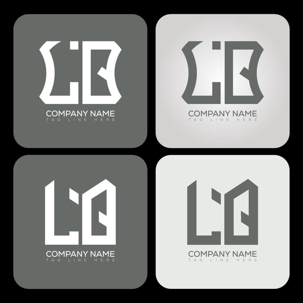 LQ polygon, hexagon, flat and simple letter logo set in one artboard. LQ minimalist and classic logo. vector