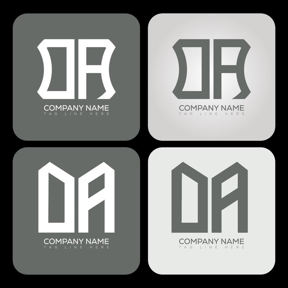 OA polygon, hexagon, flat and simple letter logo set in one artboard. OA minimalist and classic logo. vector