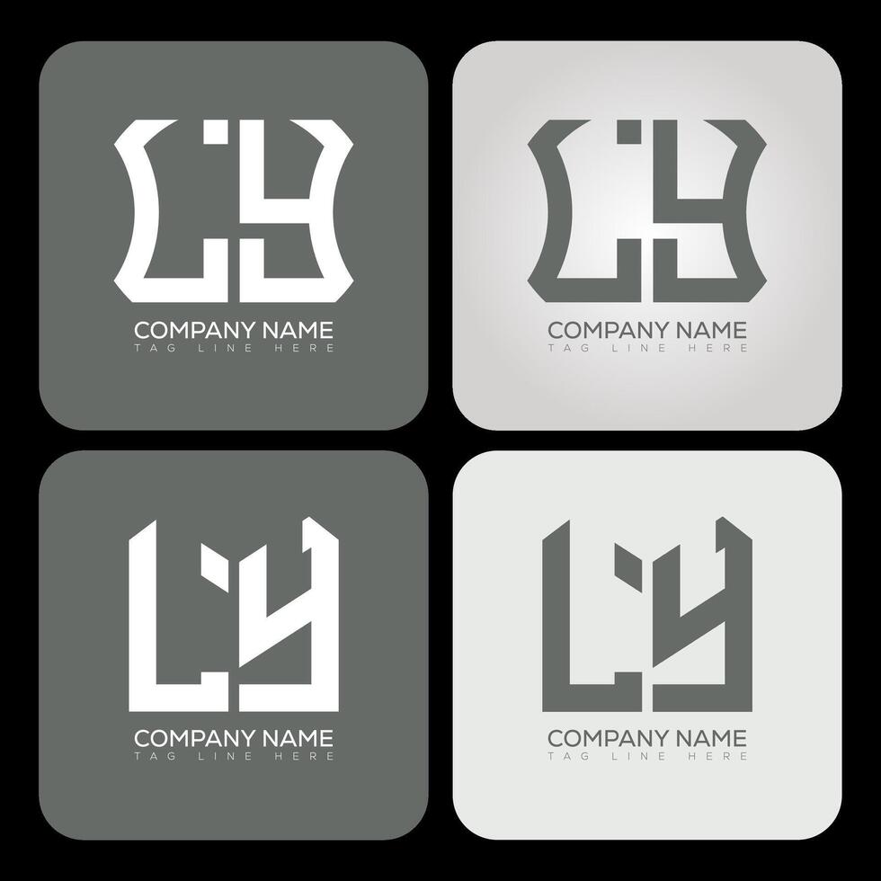 LY polygon, hexagon, flat and simple letter logo set in one artboard. LY minimalist and classic logo. vector