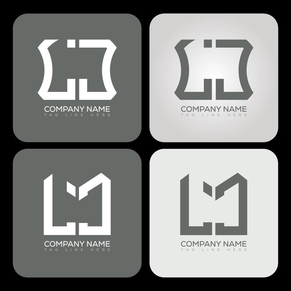 LJ polygon, hexagon, flat and simple letter logo set in one artboard. LJ minimalist and classic logo. vector