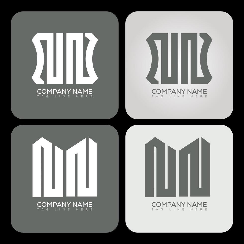 NN polygon, hexagon, flat and simple letter logo set in one artboard. NN minimalist and classic logo. vector