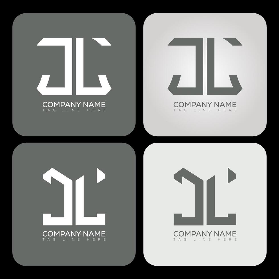 JL polygon, hexagon, flat and simple letter logo set in one artboard. JL minimalist and classic logo. vector