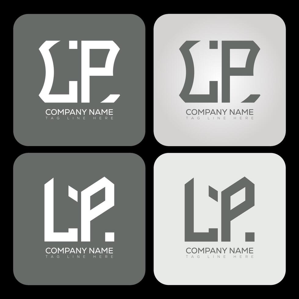 LP polygon, hexagon, flat and simple letter logo set in one artboard. LP minimalist and classic logo. vector