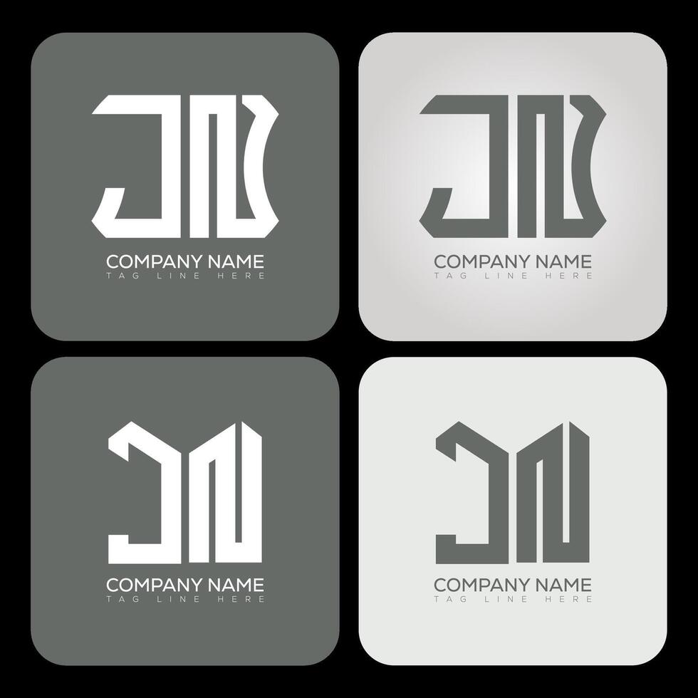JN polygon, hexagon, flat and simple letter logo set in one artboard. JN minimalist and classic logo. vector
