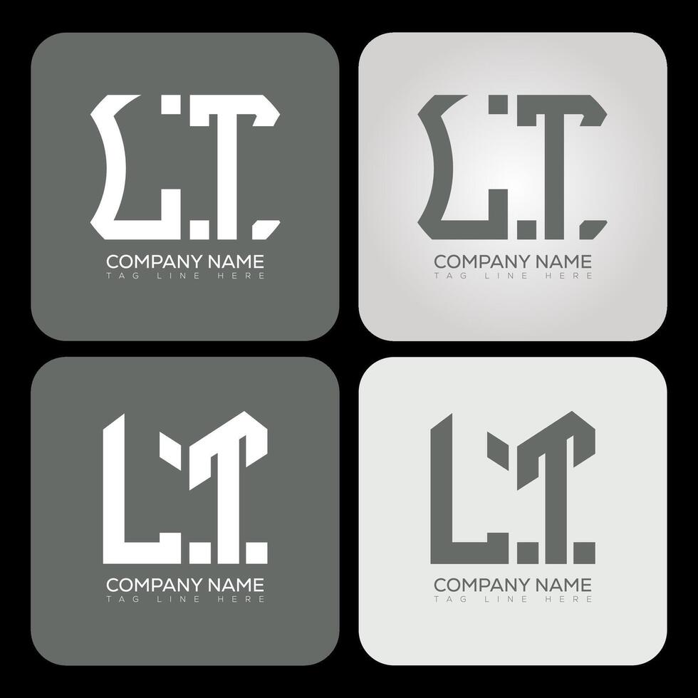 LT polygon, hexagon, flat and simple letter logo set in one artboard. LT minimalist and classic logo. vector