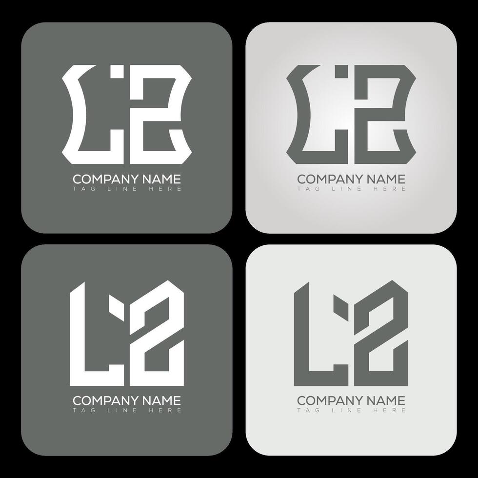 LZ polygon, hexagon, flat and simple letter logo set in one artboard. LZ minimalist and classic logo. vector