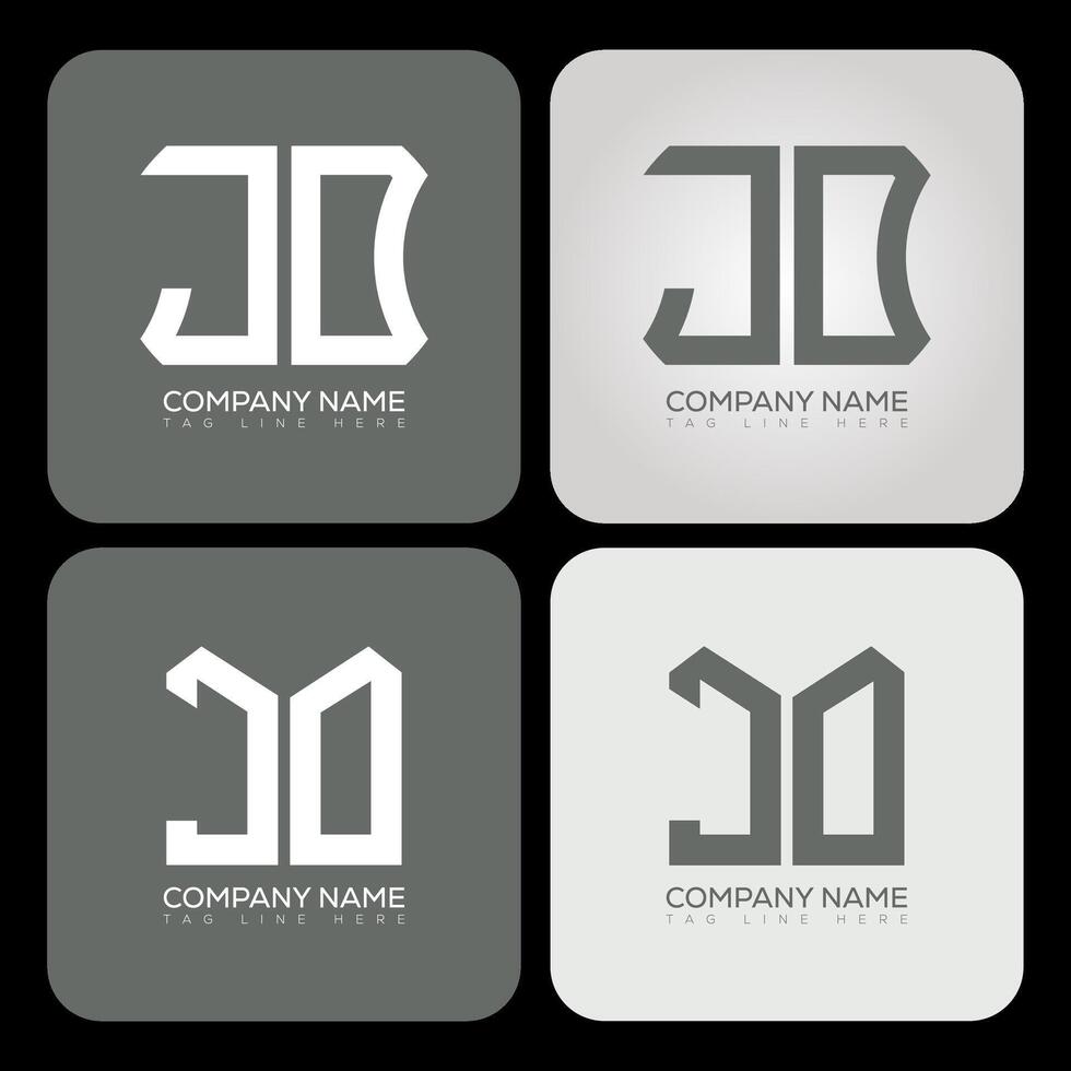 JO polygon, hexagon, flat and simple letter logo set in one artboard. JO minimalist and classic logo. vector