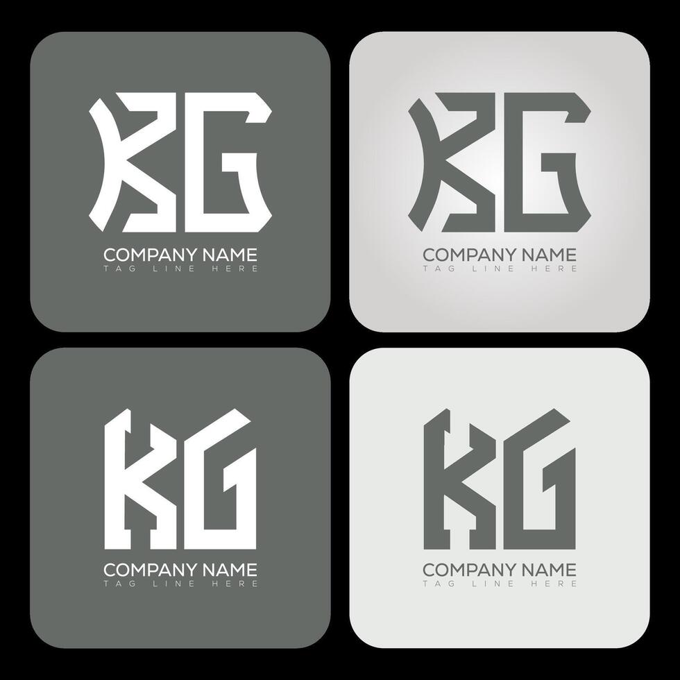 KG polygon, hexagon, flat and simple letter logo set in one artboard. KG minimalist and classic logo. vector
