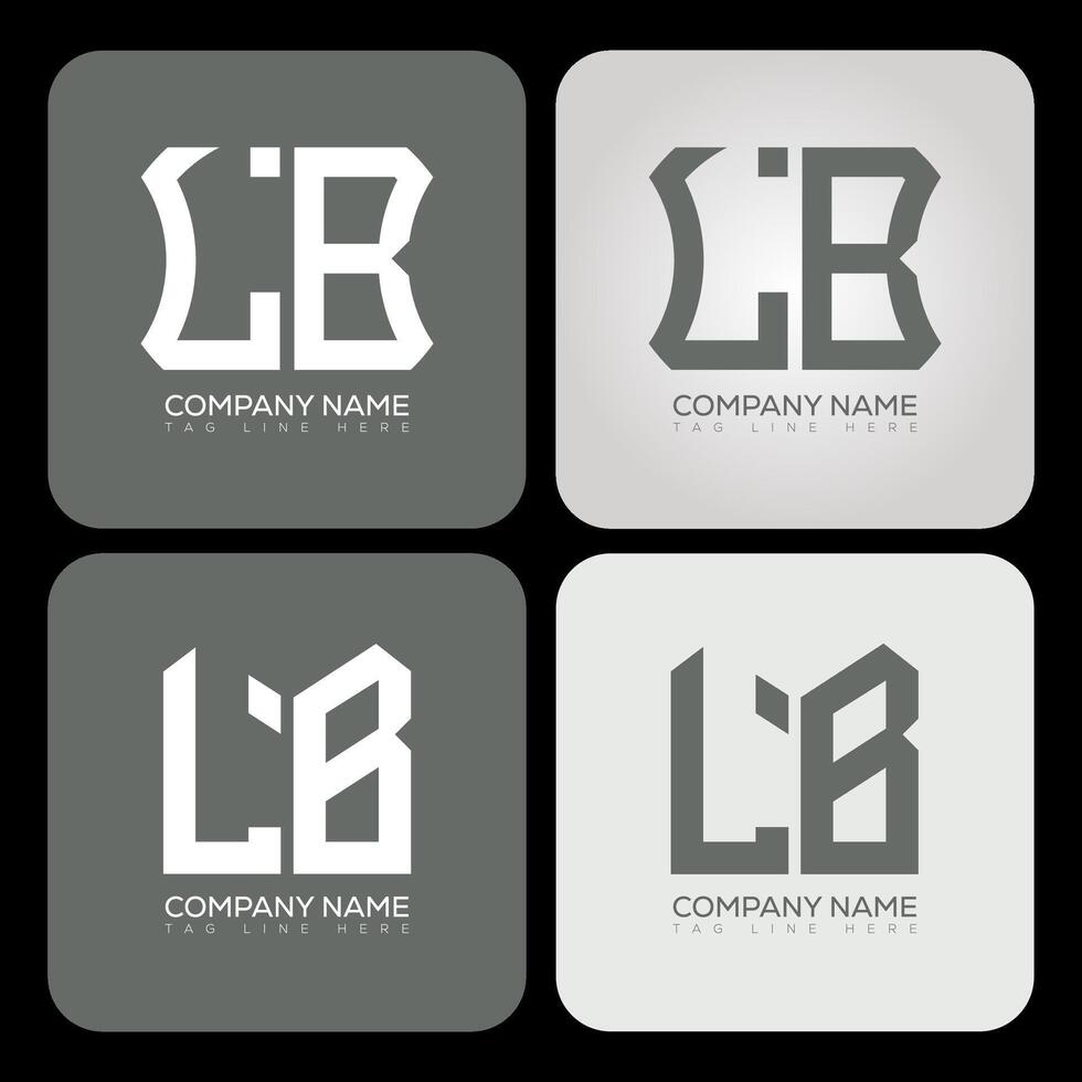 LB polygon, hexagon, flat and simple letter logo set in one artboard. LB minimalist and classic logo. vector