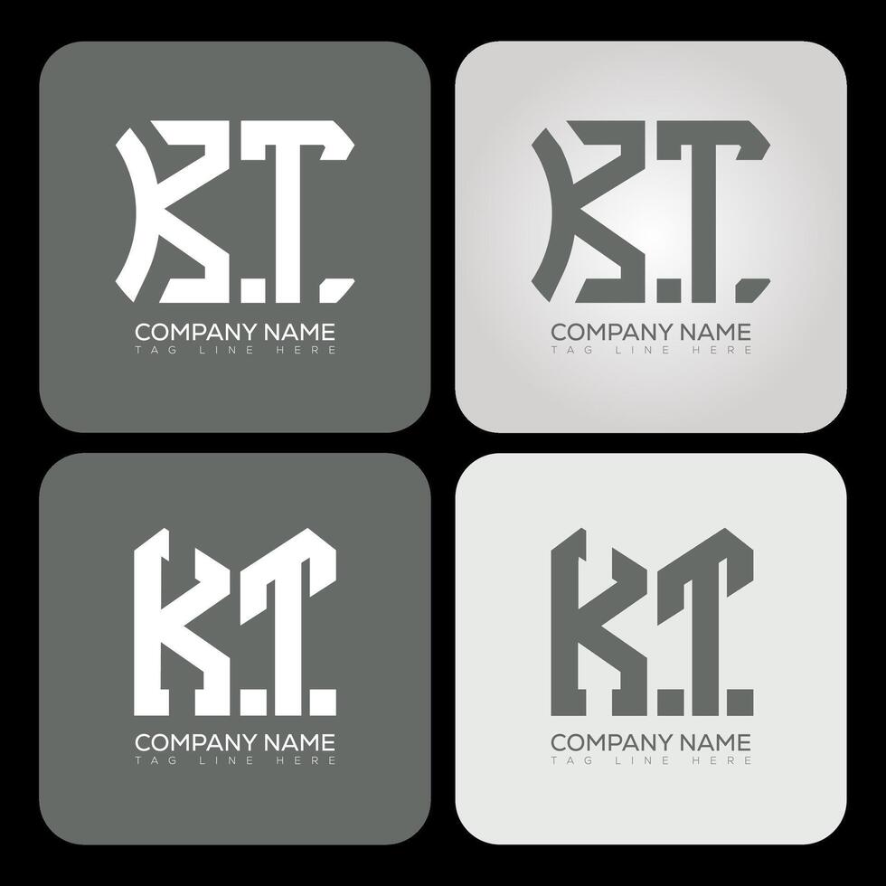 KT polygon, hexagon, flat and simple letter logo set in one artboard. KT minimalist and classic logo. vector